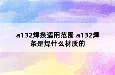 a132焊条适用范围 a132焊条是焊什么材质的